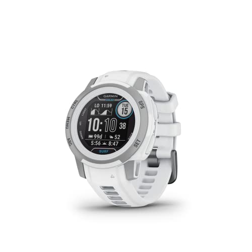 Garmin Instinct 2S Solar Surf, Reloj inteligente con GPS resistente al agua, carga solar, funciones de surf y deportivas, pulsioximetría, puntuación de sueño y notificaciones del smartphone, Ericeira