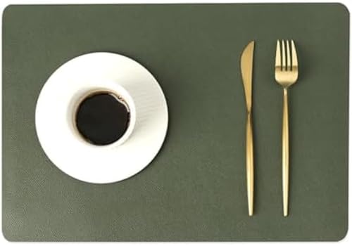 Set de table simili cuir lavable résistant chaleur bleu marine pour table - 2