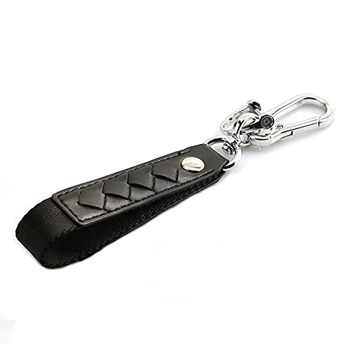 JVCVCar Keychain Accessories with Alloy Metal and Braided Leather Horseshoe Buckle Key Organiser for Men and Women (Black)