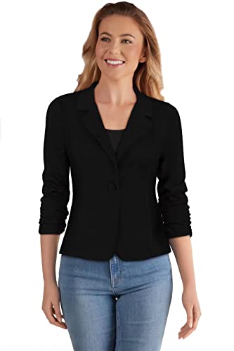Women's Casual Work Office Blazer Jacket Jk1131 Black Medium #TOP2