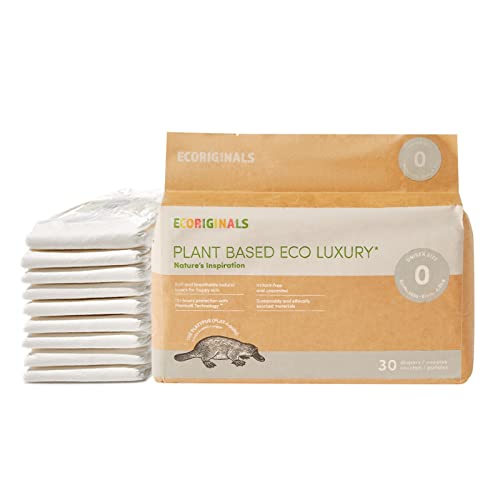 Image of Ecoriginals Eco Disposable Diapers | Newborn Baby Size 0, 0-10lbs | 1 Pack, 30 Count | Plant-Based, Non-Toxic