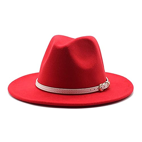 Fengyan Chapeaux 24 Couleurs Style européen et américain Chaud Chapeau Britannique Automne et Hiver Grand Chapeau en Laine Hommes et Femmes Dos côté Jazz Chapeau