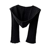 Wsymxuo フード付きマフラー、柔らかい、新年の贈り物、秋冬用冬アクセサリー、レディース、アウトドア。, 黒