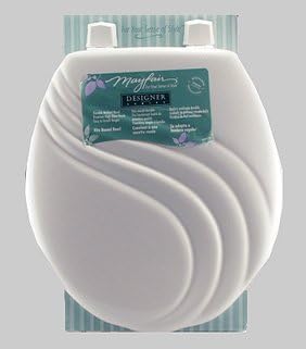 Mayfair Never Loosens Round White Molded Wood Toilet Seat