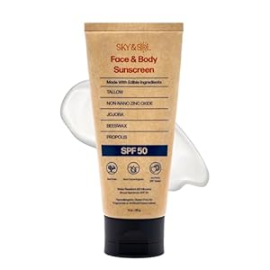 Natural Mineral Sunscreen SPF 50 3 oz: Natural Tallow & Zinc Oxide, Reef Safe, Water Resistant, Fragrance-Free, Non-Greasy Formula for Face and Body