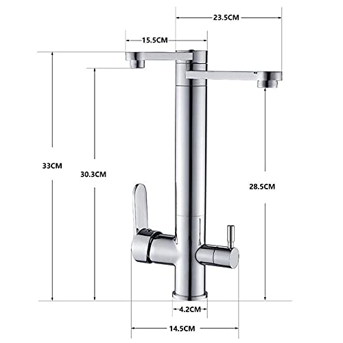 Grifo de cocina de latón de 3 vías para agua potable y fregaderos modernos con rotación completa 5