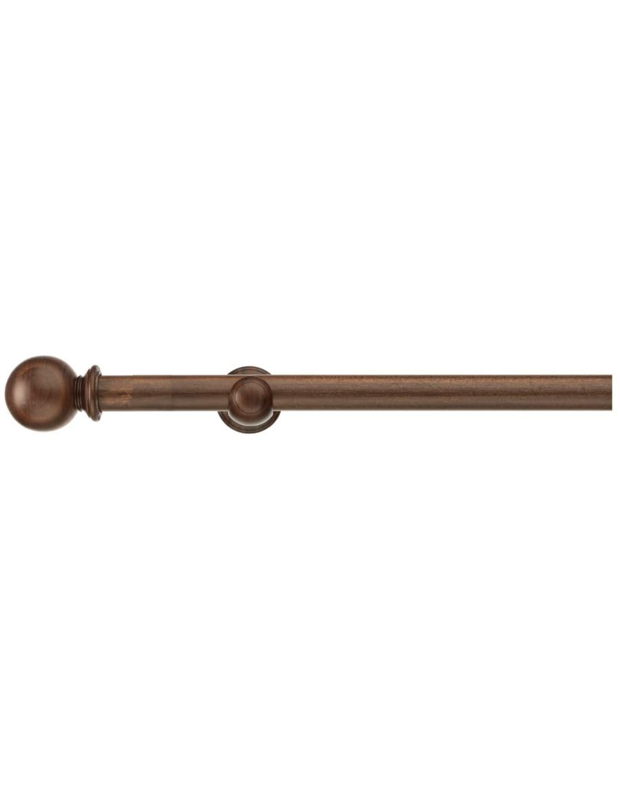 ABC Decor 28mm Naturals Eyelet Wooden Wood Curtain Pole, Ball Finials, Dark Walnut, 240 cm