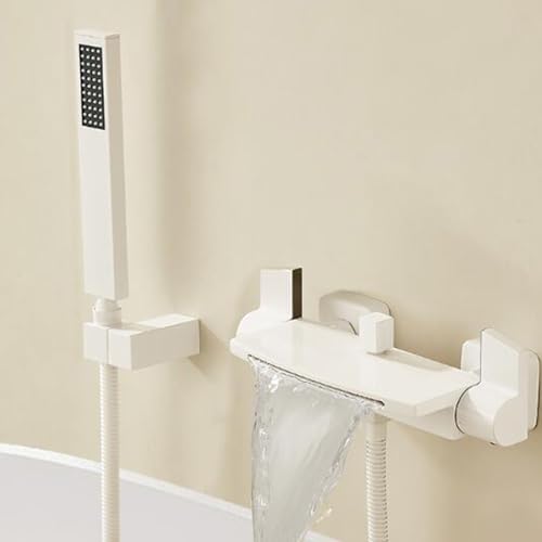 Robinet de bain en laiton blanc crème au design cascade élégant et durable