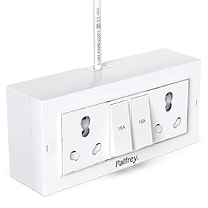 Palfrey Electric Extension Board - 16A/20A + 16A/20A with Two Switch and Heavy Duty 3 Meter Wire (2200W) (White)
