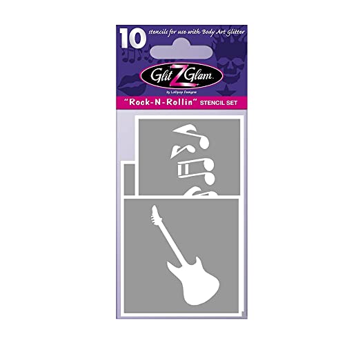 GlitZGlam Tatuajes temporales: Kit de Plantillas Rock N Rollin para Tatuajes con Brillantina