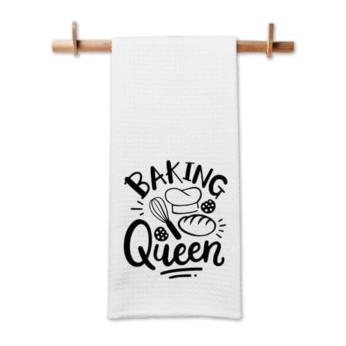 GOSJINNK Funny Baking Kitchen Towels Baking Queen Dish Towels for Kitchen Decor Hilarious Hand Towels Kitchen Gifts for Women Hostess Housewife Great Housewarming Gifts for Family Friend Coworker