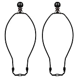 Helunsi 10 Inch Lamp Harp, 2 Set Black Lamp Shade Harp Holder with Finial, DIY Detachable Replacement Lampshade Adapter Harp Bracket Hardware for Table/Floor Lamps Accessories Parts Repair - Metal