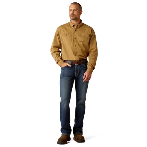 Image of ARIAT Men's Rebar Washed Twill Work Shirt, Rebar Khaki, X-Small