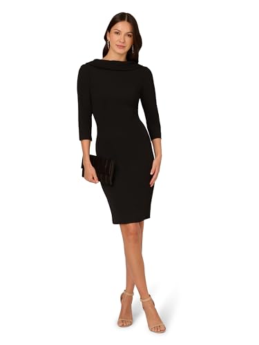 Adrianna Papell Women's Rolled Neck Crepe Midi Dress4