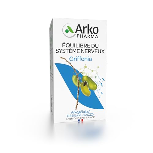 Arkopharma - Arkogélules® Griffonia - Facilite la synthèse de sérotonine - Fonctionnement du système nerveux - Baisse de moral et périodes de stress - 40 gélules