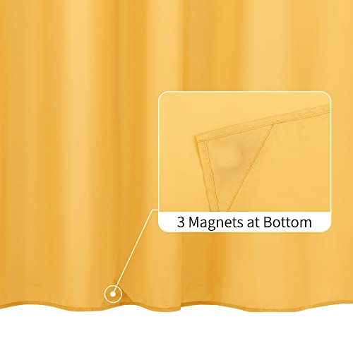 Image of ALYVIA SPRING Waterproof Fabric Shower Curtain or Liner Yellow, 72x72 | 3 Magnets, Soft Cloth & Hotel Quality, Machine Washable, Light-Weight, Standard Size