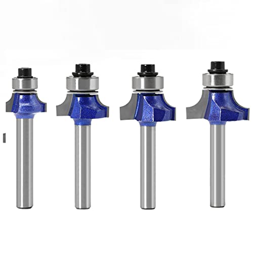 KONDAJI 4 Stück 6mm Schaft Abrundfräser Fräser für Oberfräse Standardfräser Runde Über Fräser Fräswerkzeuge für die Holzbearbeitung Cover