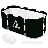 Faltbare Badewanne - Tragbare Whirlpoolwanne für Duschkabinen oder den Außenbereich - Effiziente Temperaturhaltung und platzsparendes Design für Erwachsene (schwarz F)