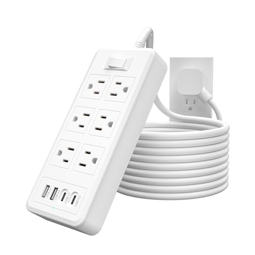 6Ft Extension Cord Power Strip - Surge Protector with 6