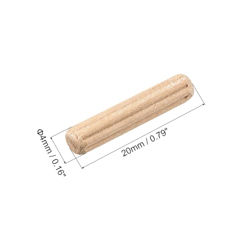 sourcing map Holz Taube Pins 36stk. 4x20mm (5/32\x3/4\) Geriffelt Abgeschrägt Enden Holz Taube Pegs Ofen Getrocknet Hartholz für Holzbearbeitung Möbel Regal