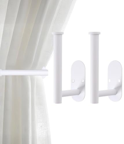 Curtain Tiebacks Hooks Wall Mounted, Curtain Holdbacks Screw-in, Curtain Holders for Drapes, Curtain Pull Backs, Curtain Tie Backs 304 Stainless Steels, 2pcs White