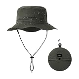 Chapéu balde impermeável para mulheres e homens, chapéu de sol leve, proteção UV, aba larga, embalável, chapéu de safári de verão, Oliva, Tamanho Único