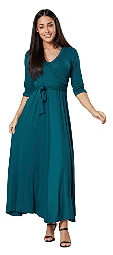 HAPPY MAMA. Para Mujer Vestido Largo premamá y de Lactancia 3/4 Mangas. 608p (Verde Botella, 40, L) Cover