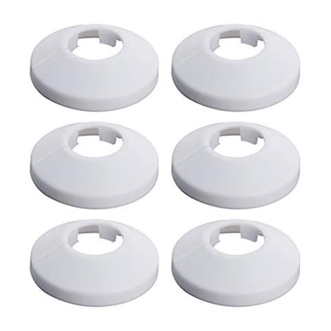 Juvielich Flange Pipe Cover Decoration,Fit for 0.83" Pipe,Plastic Split Pipe Flange Cover for Wall Pipe Tube Decoration White 6PCS Cover