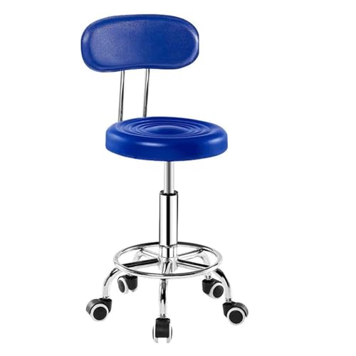 AADDFDD Taburete Alto, Taburetes de Bar Modernos con Ruedas y Respaldo, Silla Alta de Cuero sintético, Altura Ajustable de 44 a 56 cm, Capacidad de Carga de 300 Libras, Taburete de mostrador práct