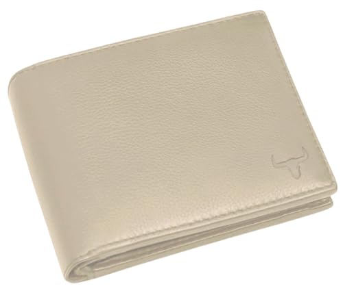 Image of WILD NAPA RFID Protected Brown Genuine Leather Wallets for Men (B-Beige)