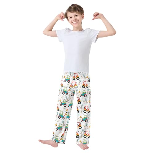 ZZXXB Truck Windmill Boys Long Pants Soft Trousers Elastic Waist Kids Lounge Bottoms with Pockets S-XL2