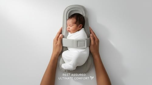 Image of 2-in-1 Reclined Carrying & Feeding Support Pillow | Strong Back Support | Indoor & Outdoor Use Cotton Blend, Ergonomic Design, 0-10 Months, Soft Cushioned Hard Support (Grey)
