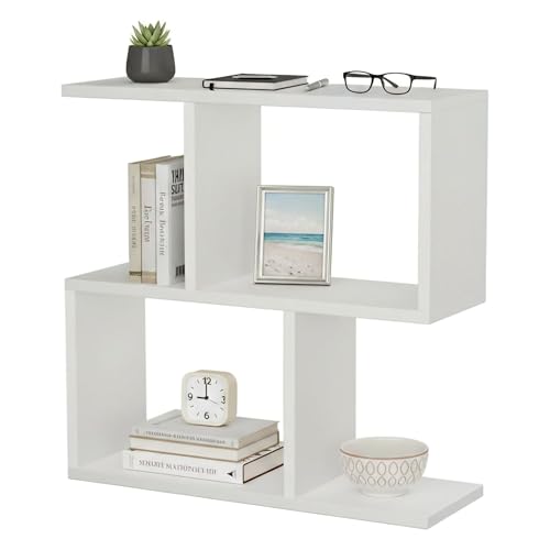 Table basse Polyh Dmora meuble porte-revues et étagère de salon blanche