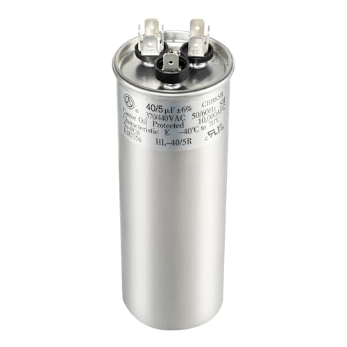 QYCKFIXR 40+5 uF 40/5 MFD ±6% 370V/440VAC CBB65 Dual Run Circular Start Capacitor for Heat Pump Air Conditioner，Ten Years of Coverage