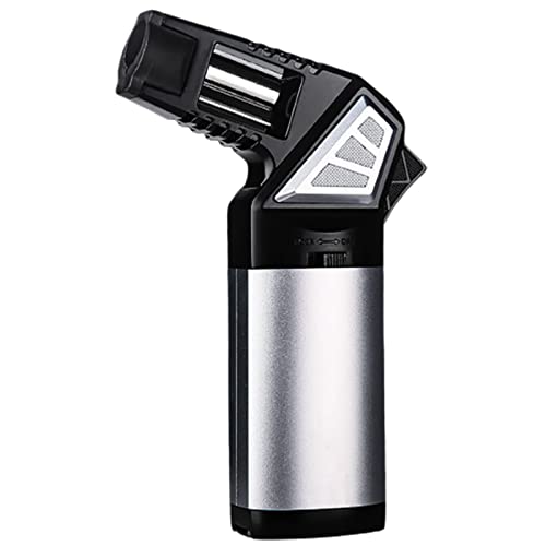 Allume-Cigare Jet Torch rechargeable en métal argent au design coupe-vent ergonomique