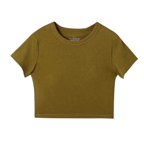 Girls Crop Tops Summer Short Sleeve Round Neck T Shirts Basic Tee for Kids 2025 Trendy Comfy Shirt