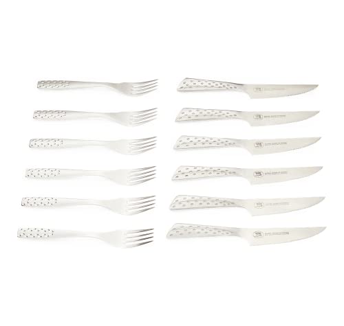 Foto von Weber Deluxe Steak-Set, 6-teilig, bestehend aus Messer & Gabel, aus hochwertigem Deutschen Edelstahl, Monoblock Design, extra scharf geschliffen, ergnomischer Griff - Silber (17845)