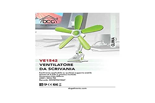 VENTILATORE DA SCRIVANIA – VE1542. Facilmente applicabile su qualsiasi supporto stabile. Dotato di 5 pale in plastica morbida. Dimensioni pala 420mm