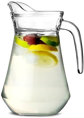 Image of Wringo Premium Glass Water Jug - 1.5 LTR, Transparent, Hot Cold Water Glass Pitcher, Water Jug, Iced Tea, Milk and Juice Beverage Carafe, Lemon Jug 1500ML (WQ-17)