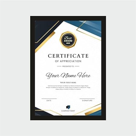 Image of Set Of 3 A4 Size Photo Frame For Wall Decor I Picture Document Wood MDF Photo Frame For Home Office Decor Picture A4 Size MDF Frame 8 x 12 Inch (Plexi Glass On Front) Black Color