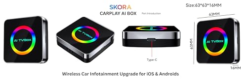 Image of SKORA AI Smart CarPlay Box Wireless Adapter | Apple CarPlay & Android Auto | 2GB RAM 16GB ROM | Netflix, YouTube, and Other apps | AI Voice Control, Split Screen, WiFi /Bluetooth, Plug & Play