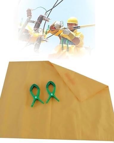 ININOSNP Protección contra descargas eléctricas Manta Aislante for Trabajos eléctricos de Alta tensión, tapete de Seguridad for electricistas (Amarillo/con Dos Clips aislantes)(0.4kv,3.28X2.95ft)