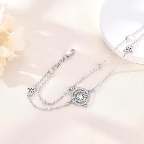 Witches Knot Bracelet S925 Sterling Silver Witches Knot Celtic Moonstone Bracelet Nudo De Bruja Plata 925 Original Witchy Irish Jewelry for Women3