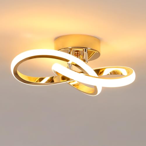 DELIPOP LED Deckenleuchte, 22W 2500LM Deckenlampe Modern Aluminium, Gold...