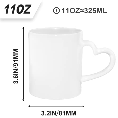 Mr.r Set Of 36Pcs Sublimation Blanks Dishwasher Heart Handle White Ceramic Coffee Mugs 11Oz Blank Dishwasher Ceramic Classic Drinking Cup Mug With Heart Handle For Milk Tea Cola Water #TOP5