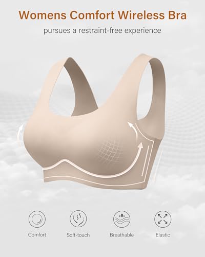 Image of Wireless Bras for Women No Underwire Seamless Full Coverage T-Shirt Bra
