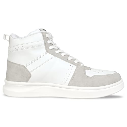 Image of Allen Cooper Men's High-Top Sports Sneakers | Lightweight Training & Casual Shoes | Non-Slip Gum Sole, Breathable Comfort, Stylish Orange Stripes | Ideal for Gym, Running