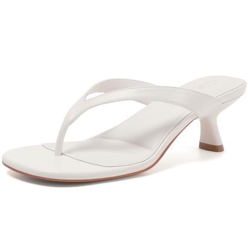 Image of Kitten Heels for Women Round Open Toe Sandals Flip Flop Heels Summer Low Heeled Thong Sandals