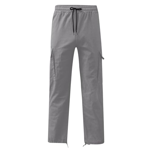 Men Cargo Pants Work Drawstring Elastic Waist Hiking Pants Casual Athletic Relaxed Fit Workout Sweatpants with Pockets3