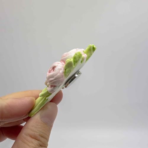 Imán decorativo de flores rosas de cerámica 3D miniatura 5